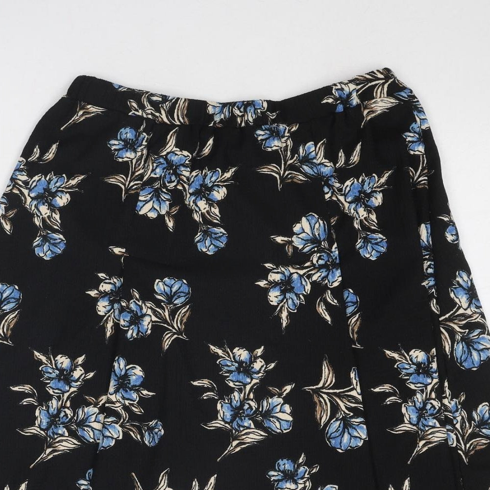 Bonmarché Womens Black Floral Polyester Swing Skirt Size 10
