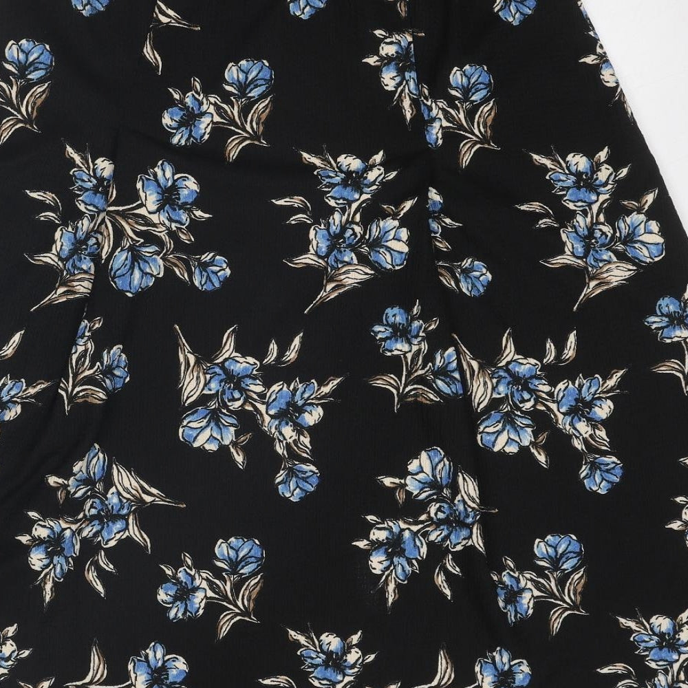 Bonmarché Womens Black Floral Polyester Swing Skirt Size 10
