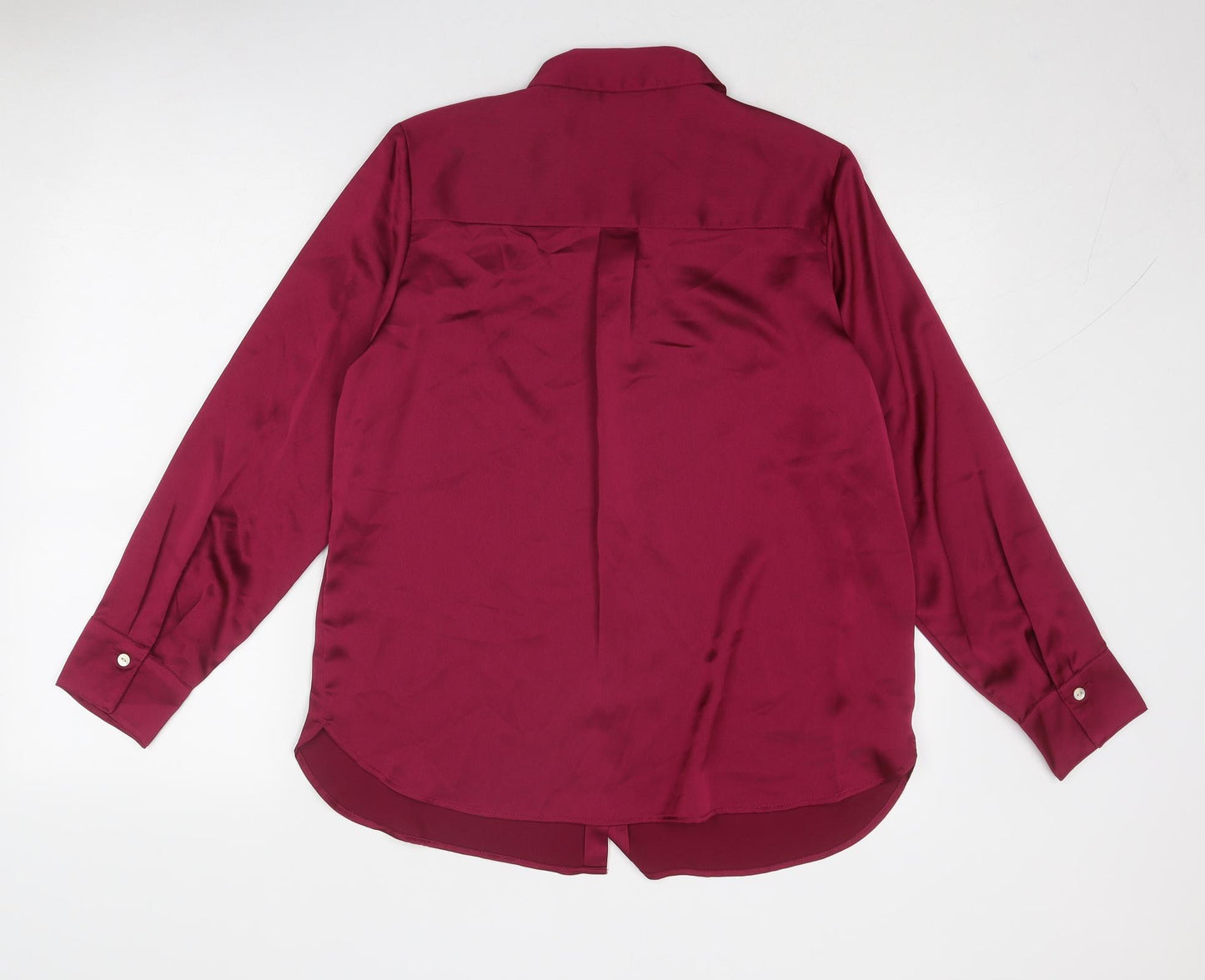 Marks and Spencer Womens Pink Polyester Basic Button-Up Size 12 Collared