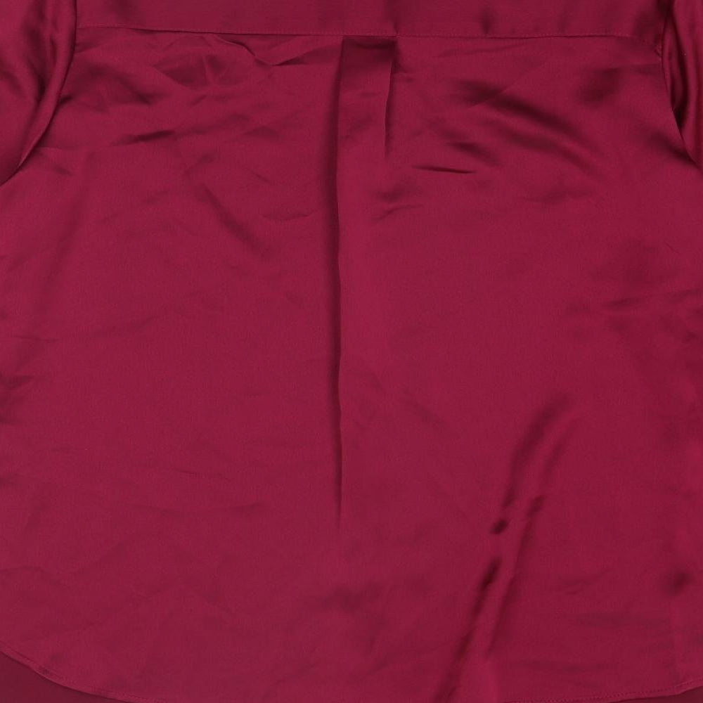 Marks and Spencer Womens Pink Polyester Basic Button-Up Size 12 Collared