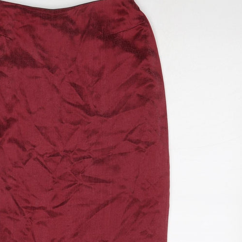 Country Casuals Womens Red Cupro Straight & Pencil Skirt Size 10 Zip