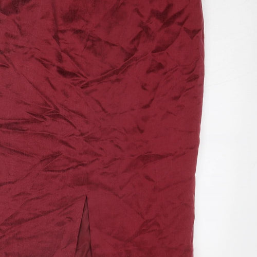 Country Casuals Womens Red Cupro Straight & Pencil Skirt Size 10 Zip