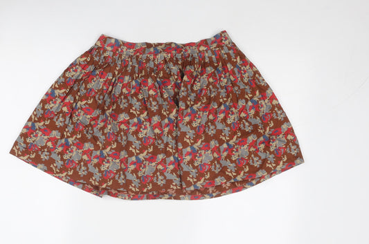 United Colours of Benetton Girls Brown Geometric Cotton Skater Skirt Size 10-11 Years Regular Zip
