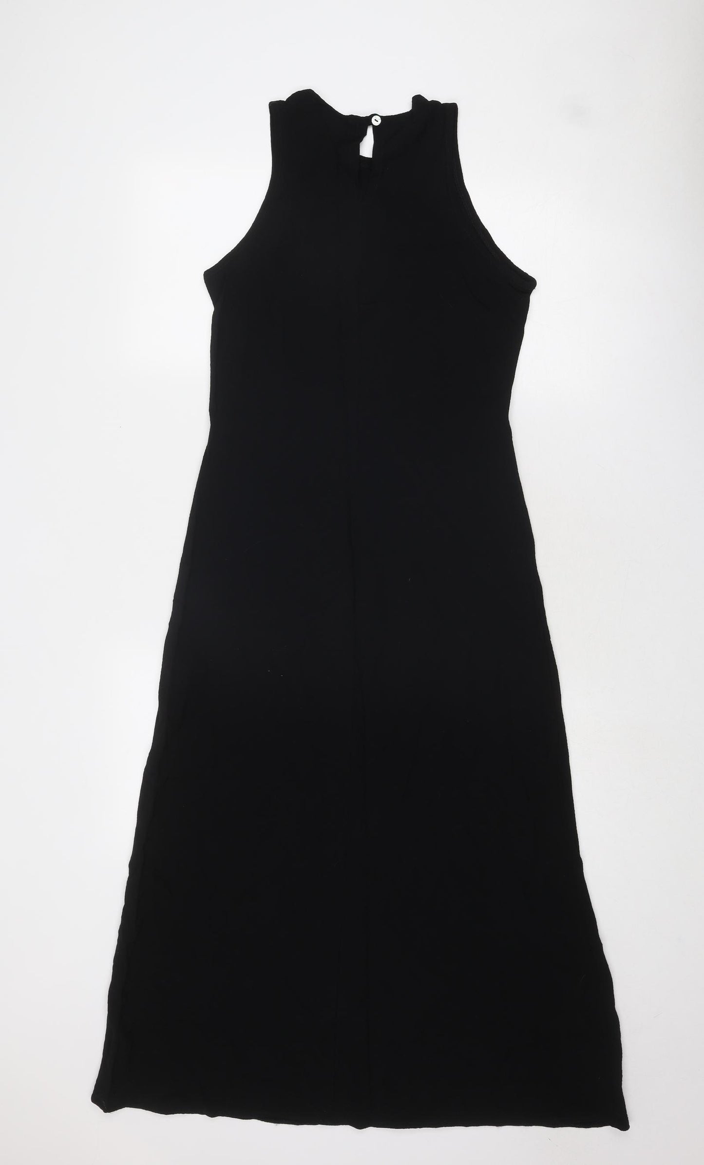 Bay Trading Company Womens Black Polyester Maxi Size 12 Round Neck Button