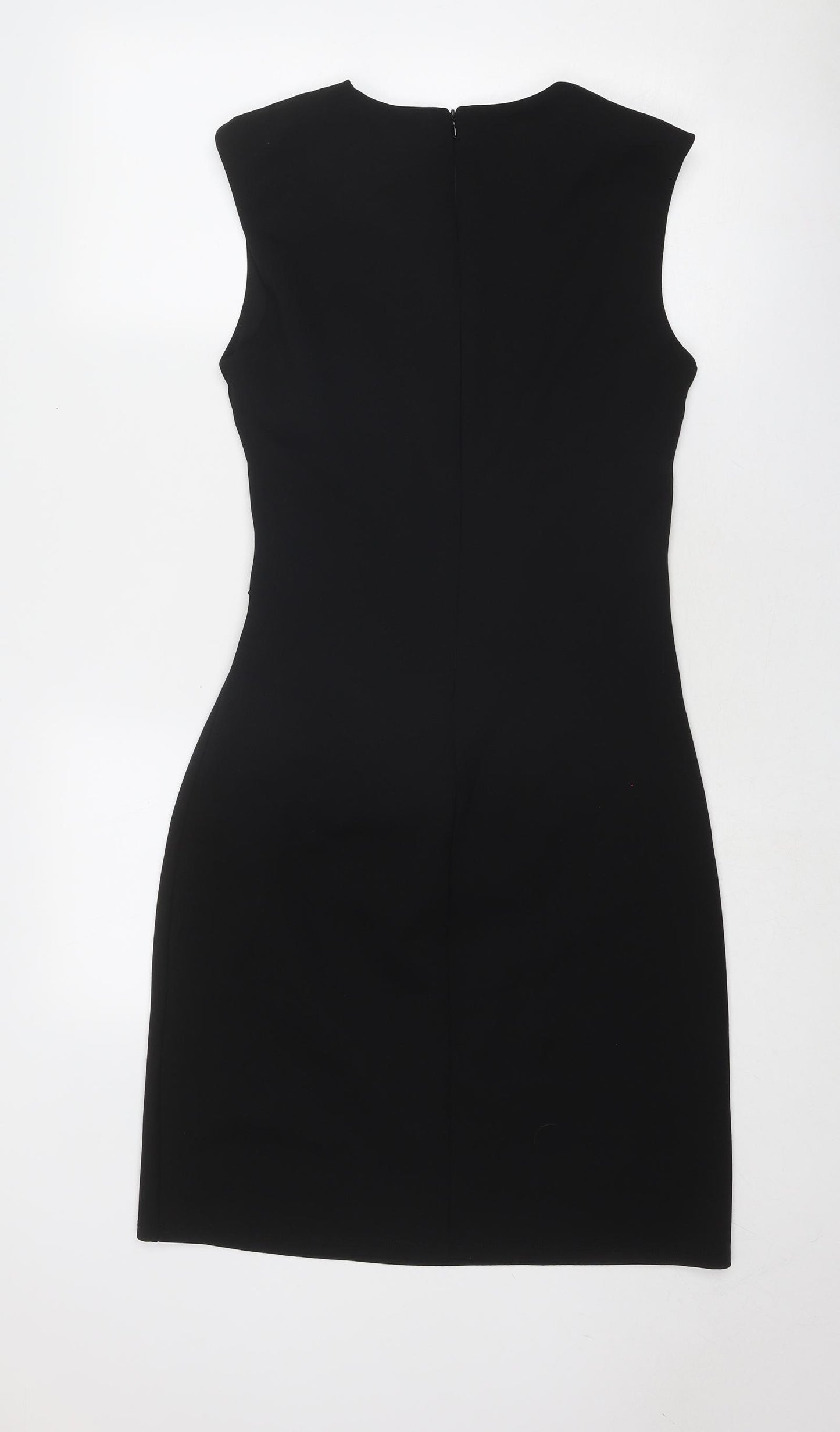 H&M Womens Black Polyester A-Line Size M Round Neck Zip
