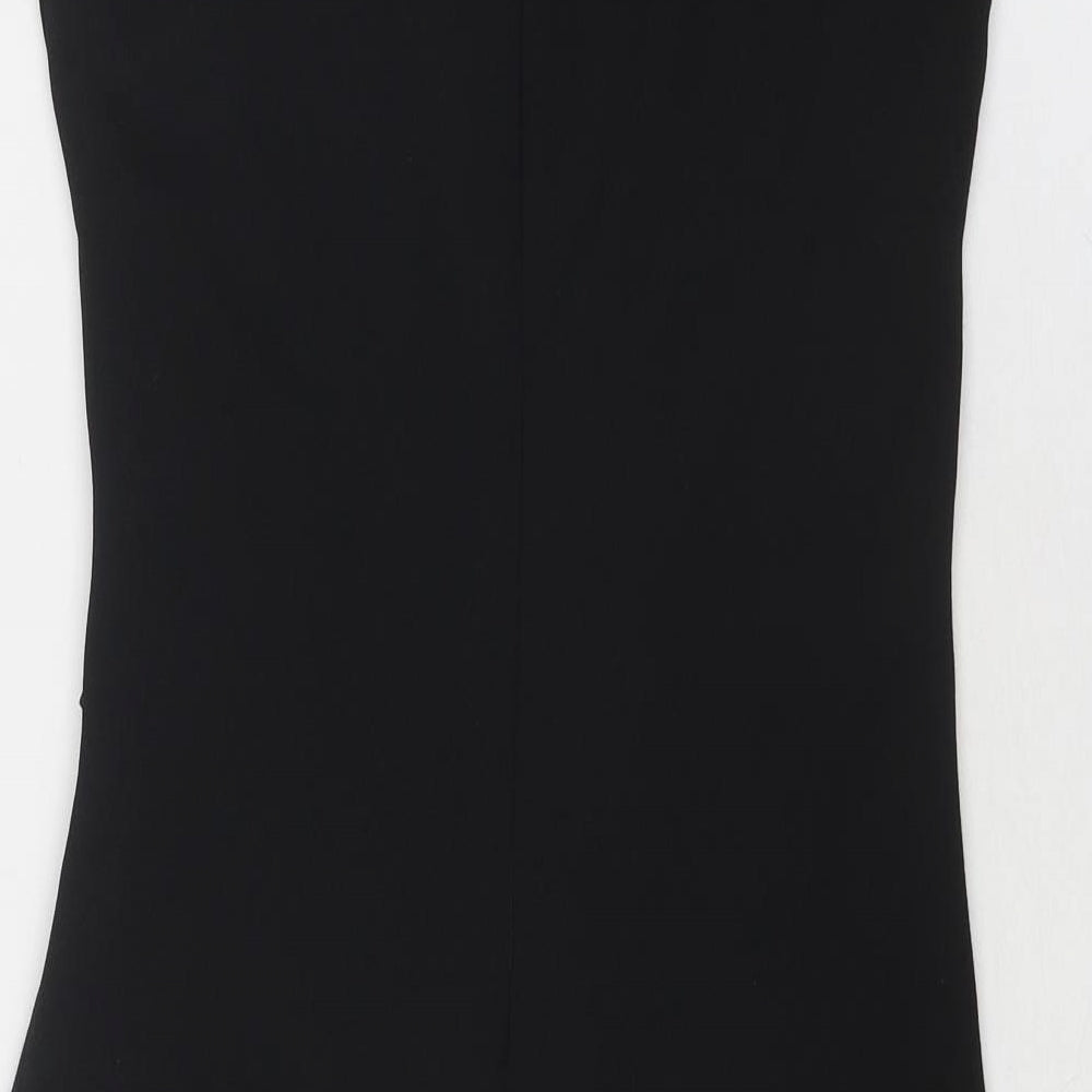 H&M Womens Black Polyester A-Line Size M Round Neck Zip