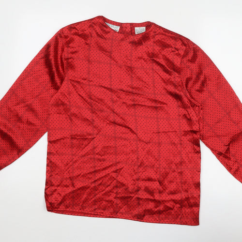 Principles Womens Red Geometric Polyester Basic Blouse Size 6 Round Neck