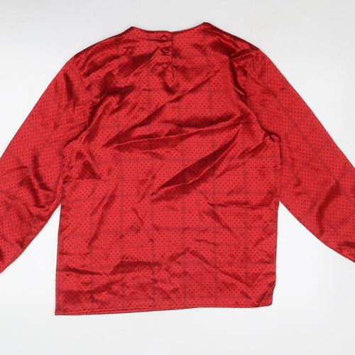 Principles Womens Red Geometric Polyester Basic Blouse Size 6 Round Neck