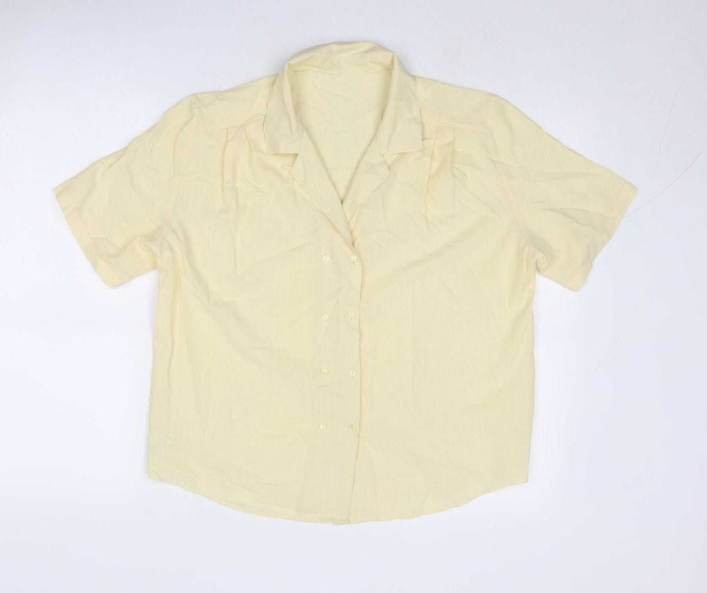 St Michael Womens Yellow Polyester Basic Button-Up Size 14 Collared