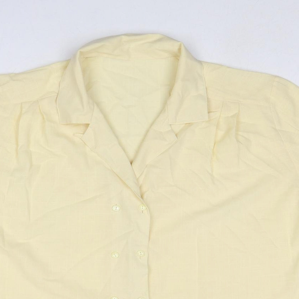 St Michael Womens Yellow Polyester Basic Button-Up Size 14 Collared