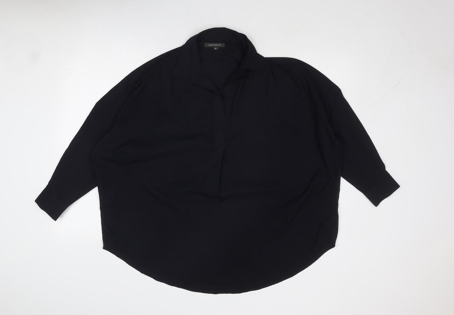 French Connection Womens Blue Polyester Basic Blouse Size M Collared