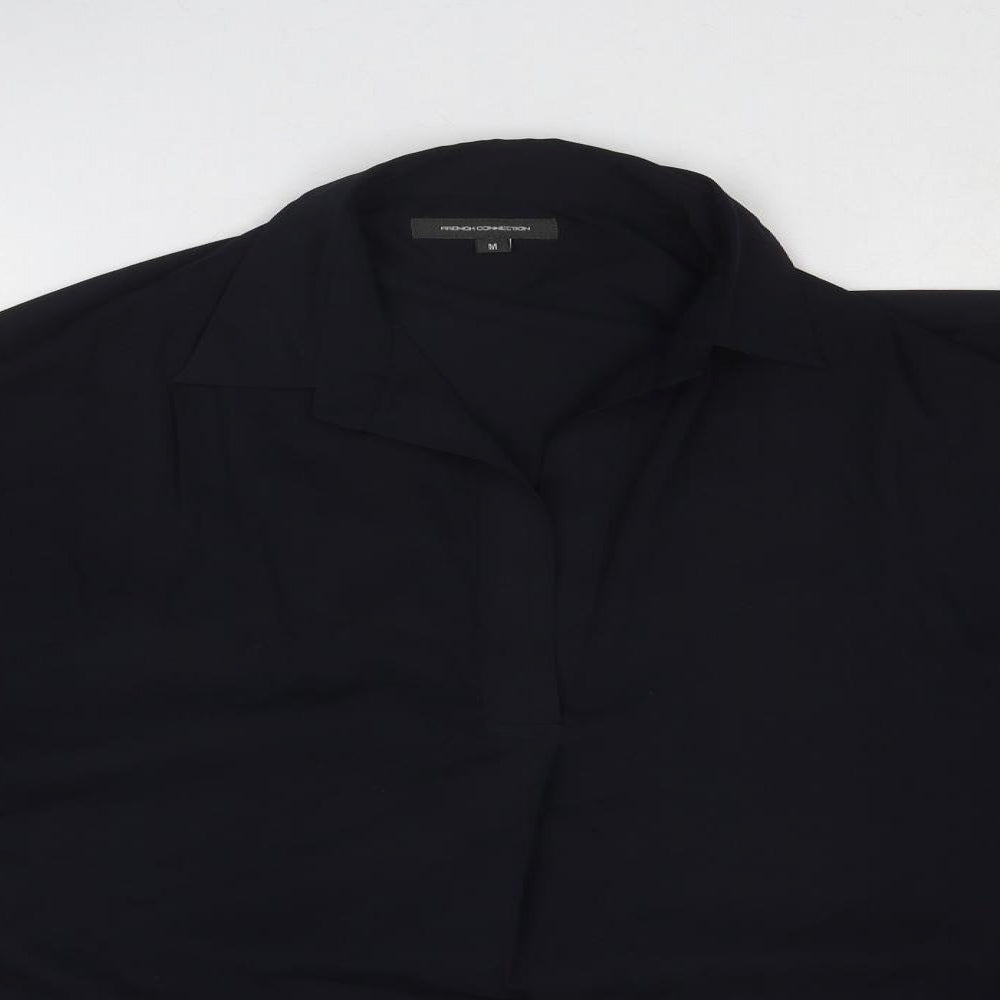 French Connection Womens Blue Polyester Basic Blouse Size M Collared