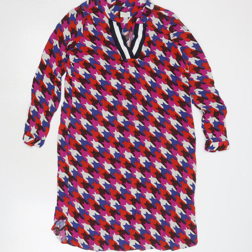Milano Womens Multicoloured Geometric Polyester A-Line Size 8 V-Neck Pullover