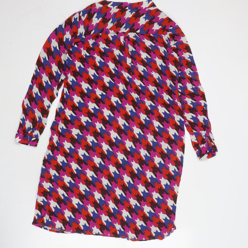 Milano Womens Multicoloured Geometric Polyester A-Line Size 8 V-Neck Pullover
