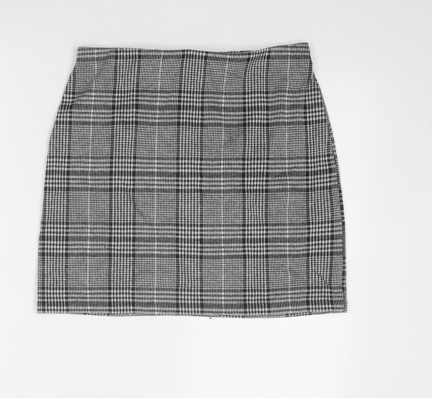 Divided by H&M Womens Black Plaid Polyester A-Line Skirt Size M