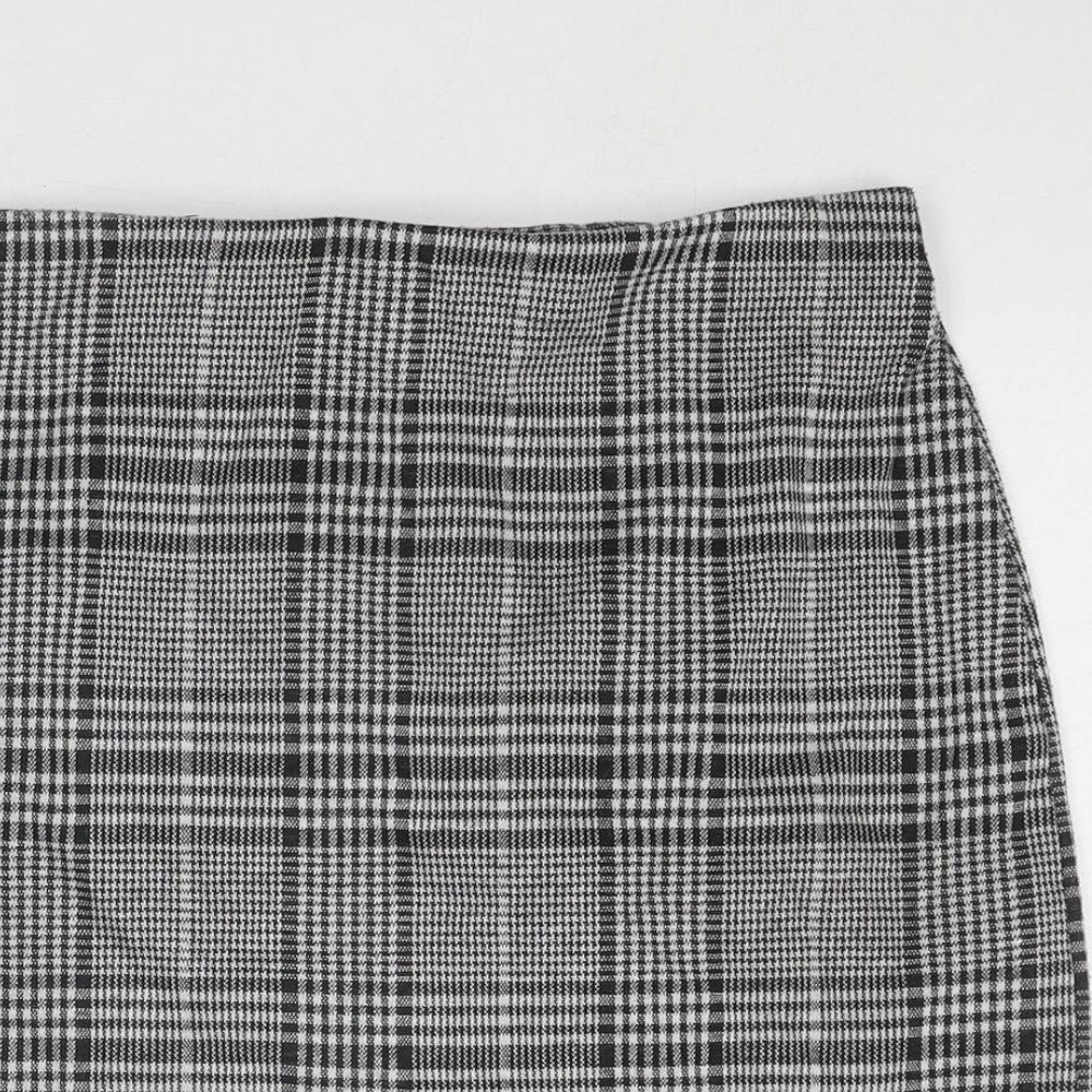 Divided by H&M Womens Black Plaid Polyester A-Line Skirt Size M
