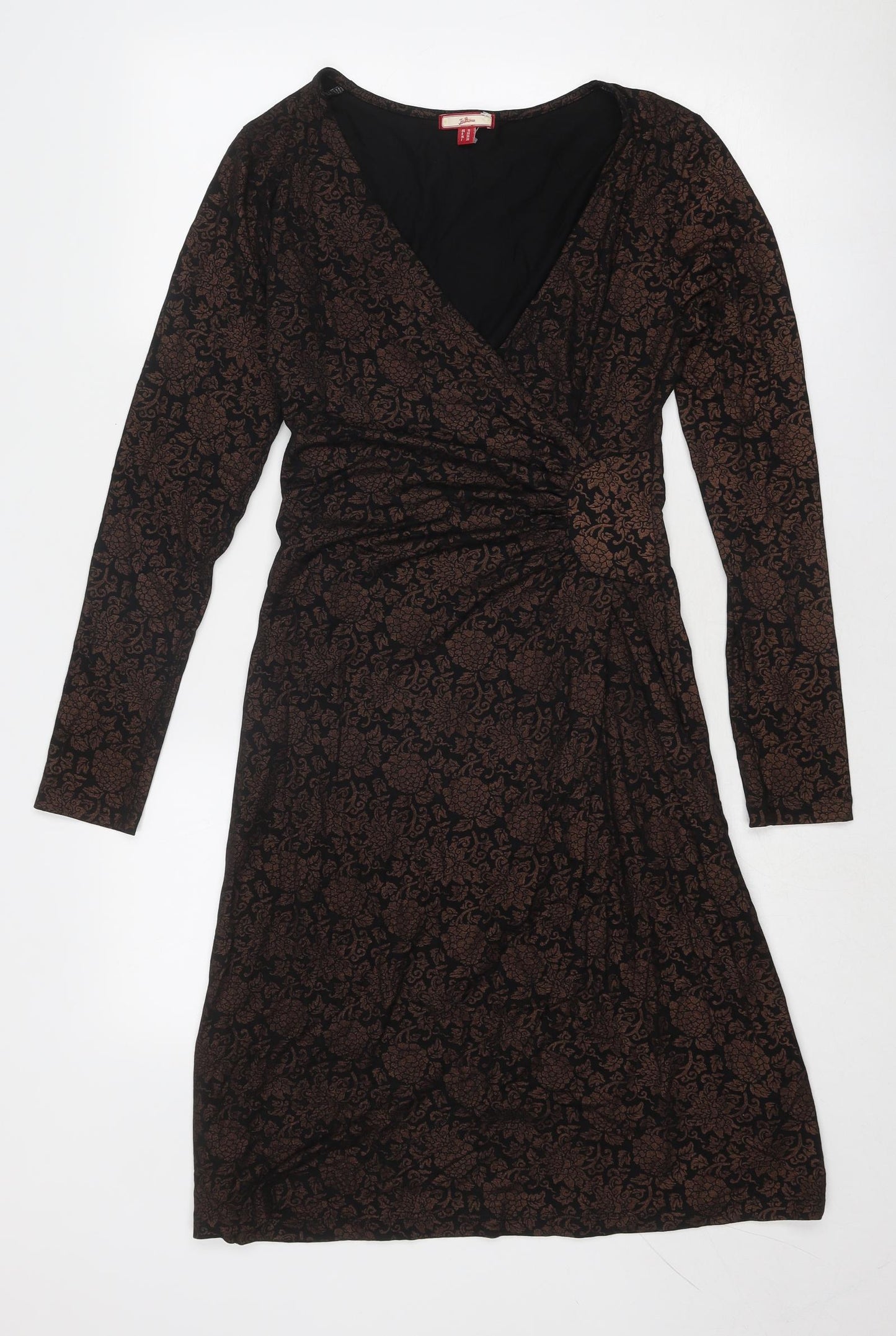 Joe Browns Womens Brown Floral Viscose A-Line Size 10 V-Neck Pullover
