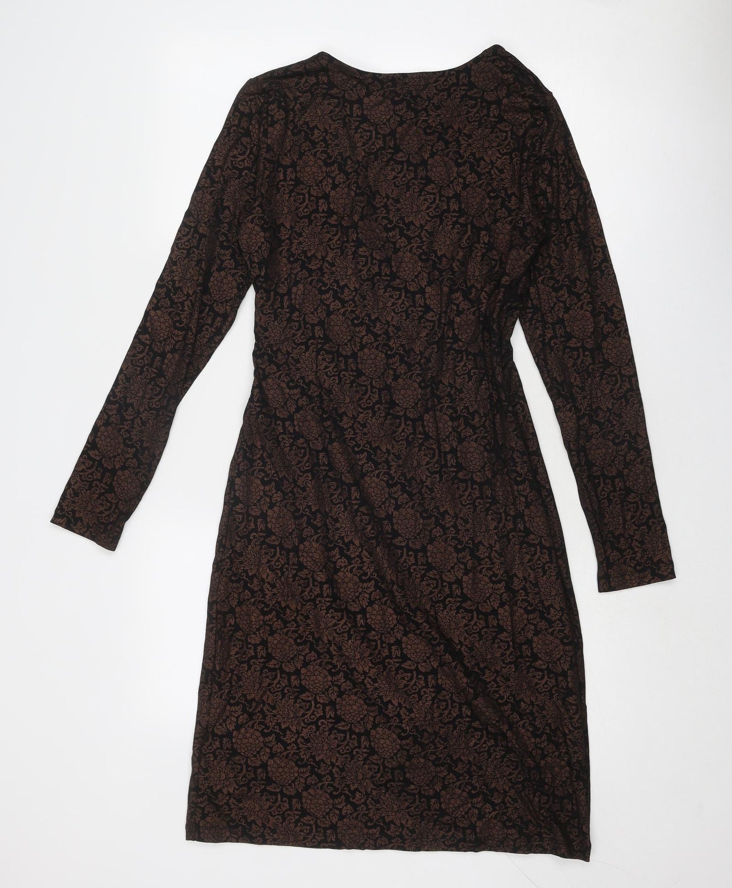 Joe Browns Womens Brown Floral Viscose A-Line Size 10 V-Neck Pullover