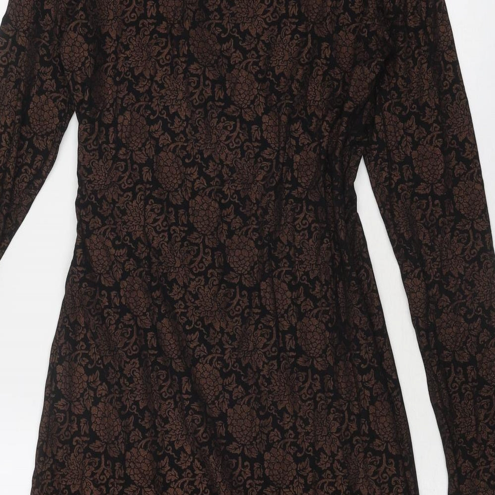 Joe Browns Womens Brown Floral Viscose A-Line Size 10 V-Neck Pullover