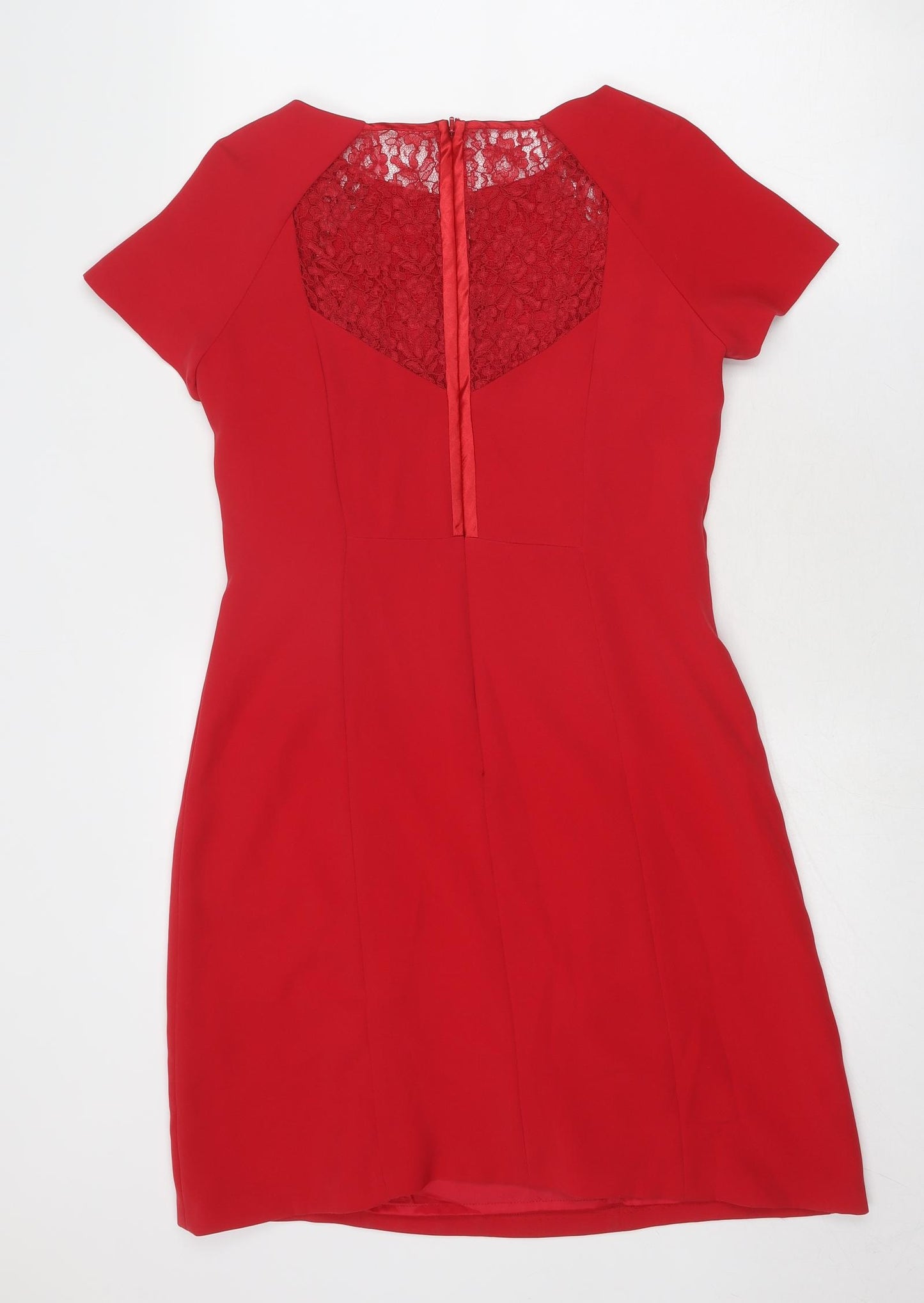 Coast Womens Red Polyester A-Line Size 12 Round Neck Zip