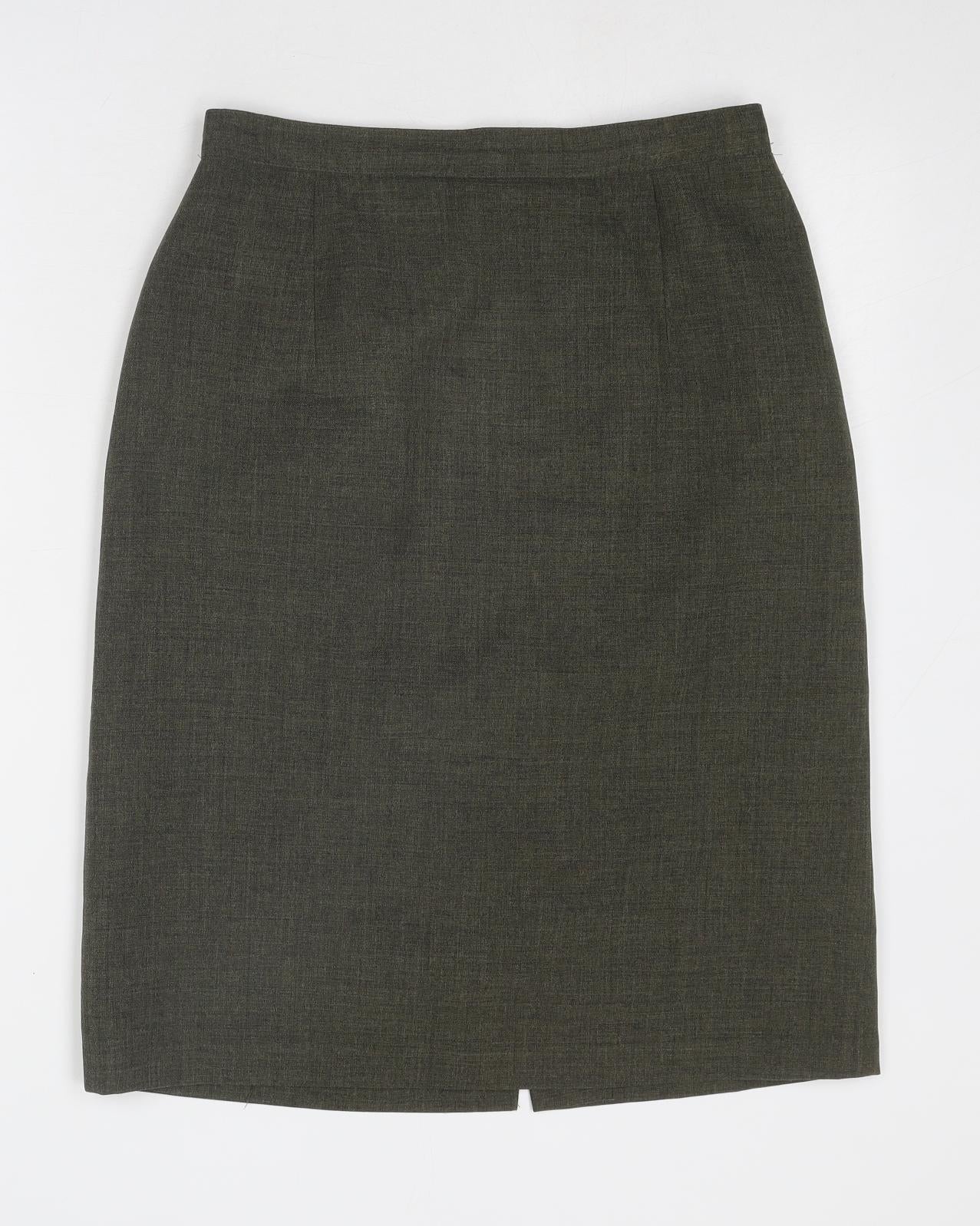 Sarah Hamilton Womens Green Polyester A-Line Skirt Size 14 Zip