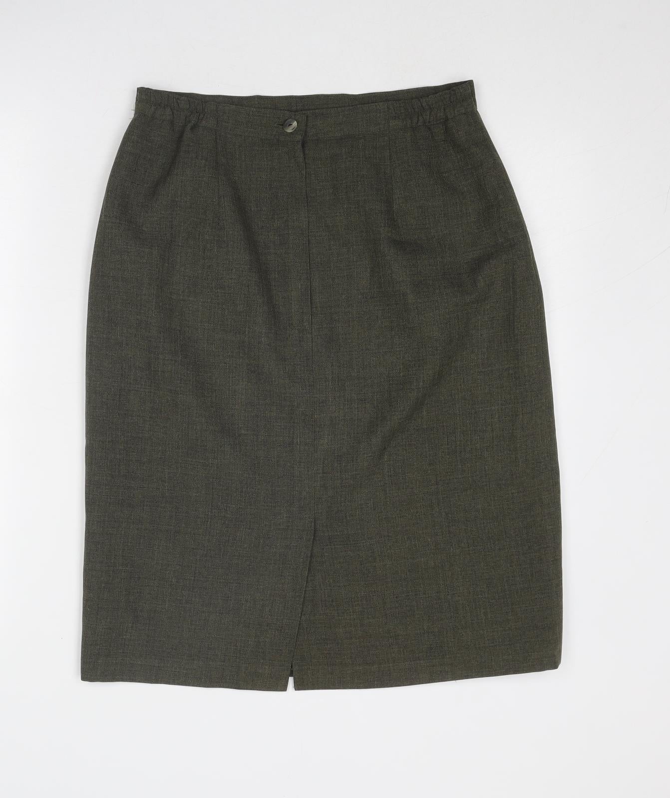Sarah Hamilton Womens Green Polyester A-Line Skirt Size 14 Zip