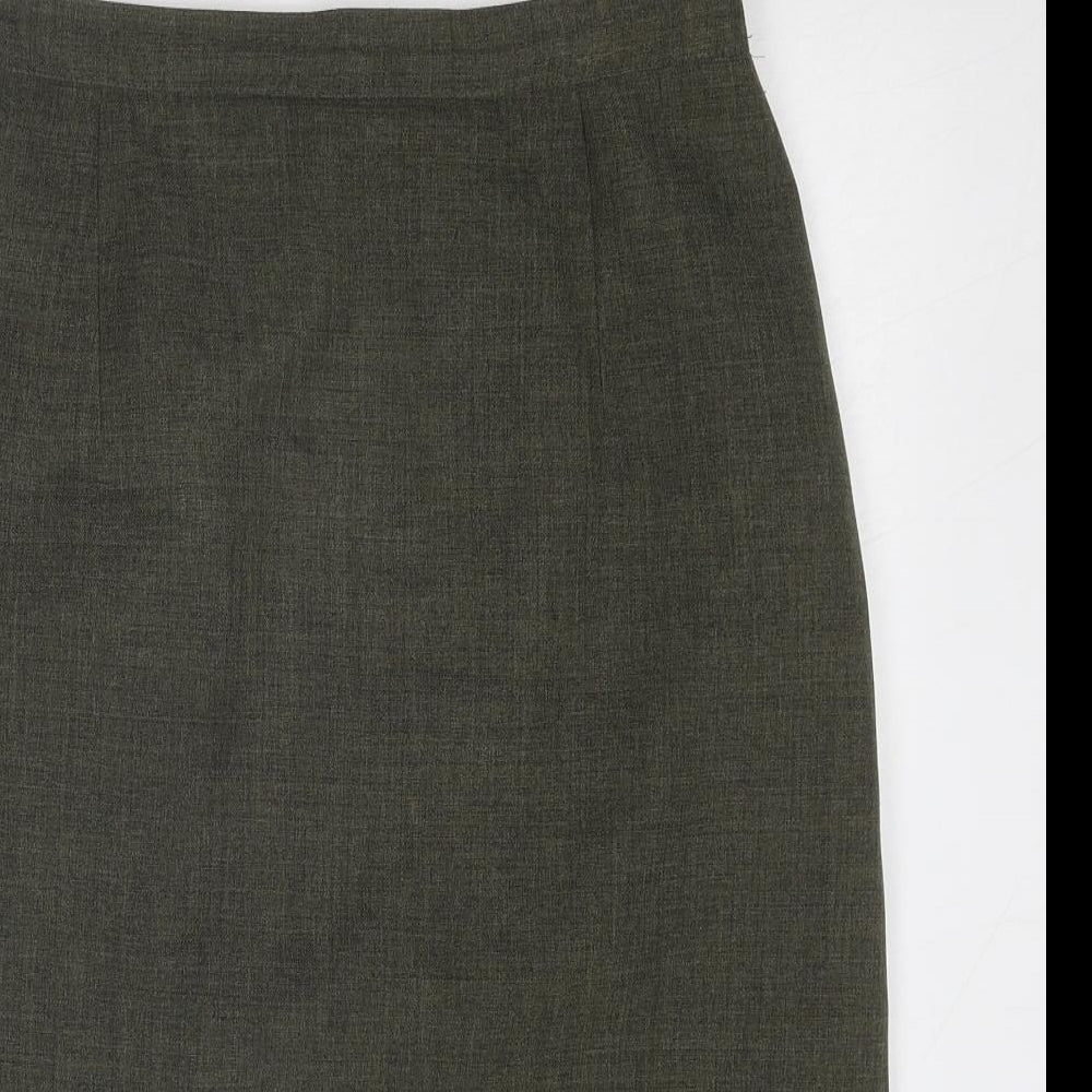 Sarah Hamilton Womens Green Polyester A-Line Skirt Size 14 Zip