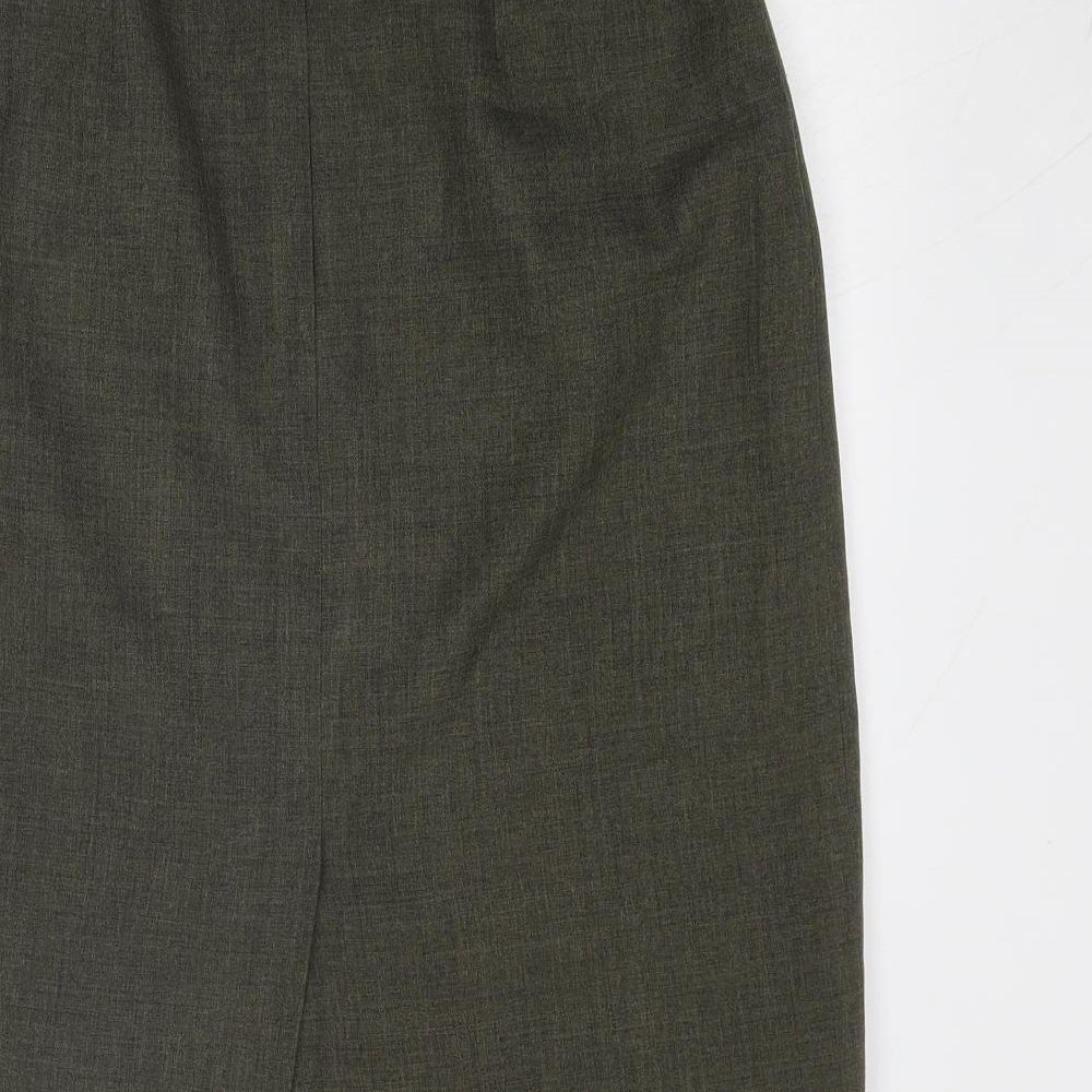 Sarah Hamilton Womens Green Polyester A-Line Skirt Size 14 Zip