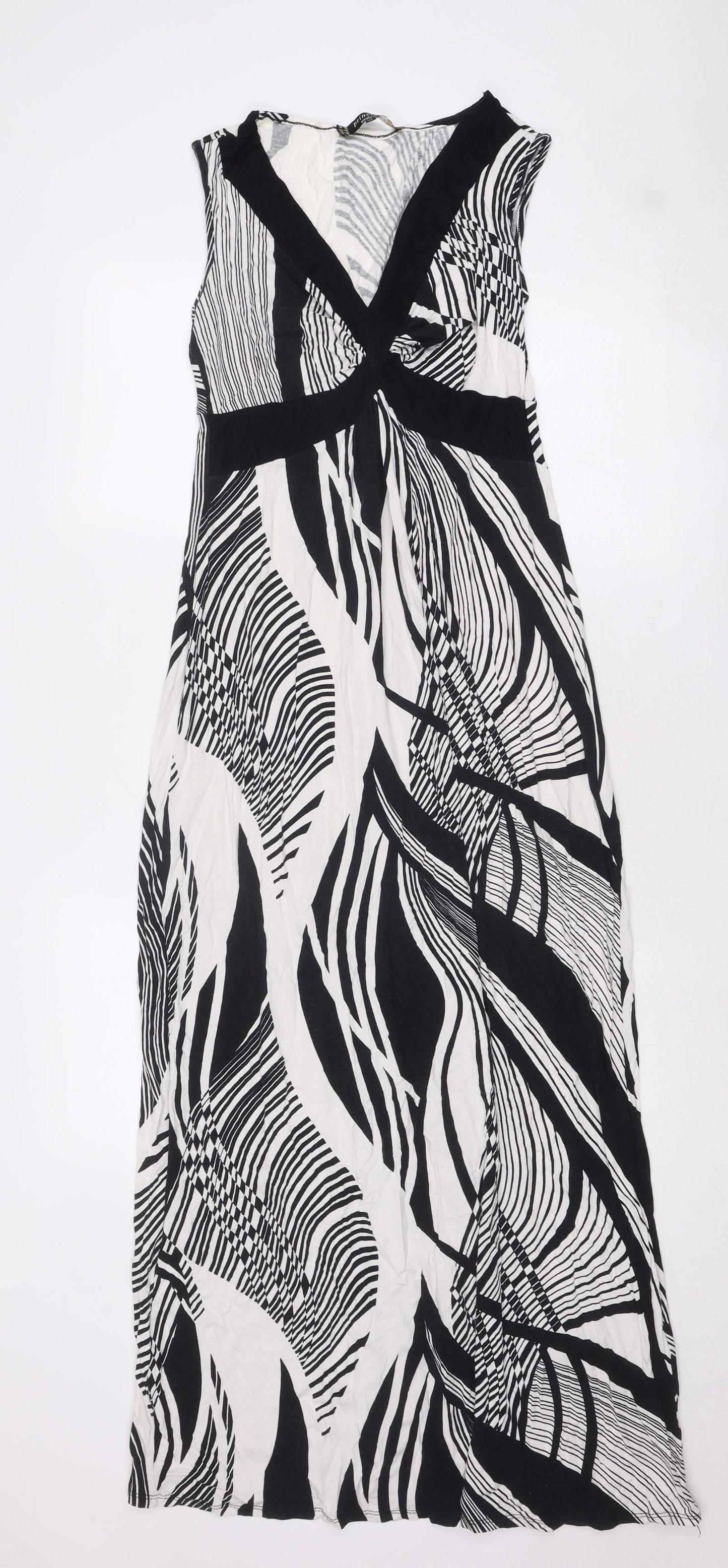 Principles Womens Black Geometric Polyester Maxi Size 14 V-Neck Pullover
