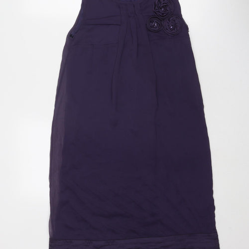La Redoute Womens Purple Polyester A-Line Size 10 Round Neck Zip - Flower Detail