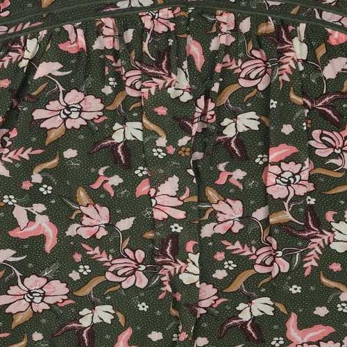 Per Una Womens Green Floral Polyester Swing Skirt Size 18 Zip