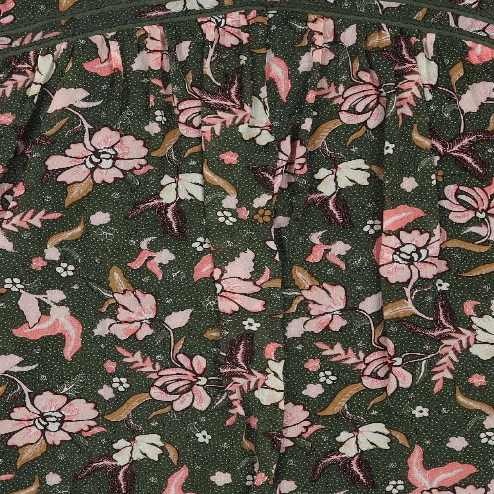 Per Una Womens Green Floral Polyester Swing Skirt Size 18 Zip