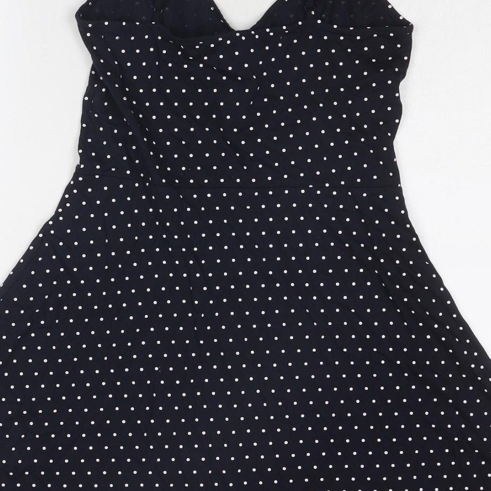 Divided by H&M Womens Blue Polka Dot Polyester Slip Dress Size S V-Neck Pullover