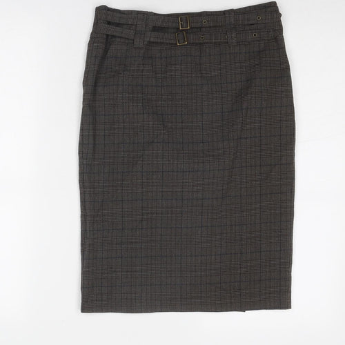 Topshop Womens Grey Plaid Polyester A-Line Skirt Size 8 Zip