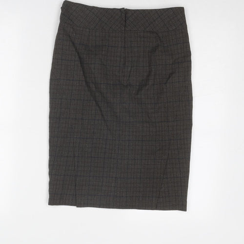 Topshop Womens Grey Plaid Polyester A-Line Skirt Size 8 Zip