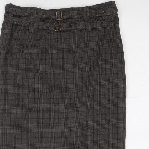 Topshop Womens Grey Plaid Polyester A-Line Skirt Size 8 Zip