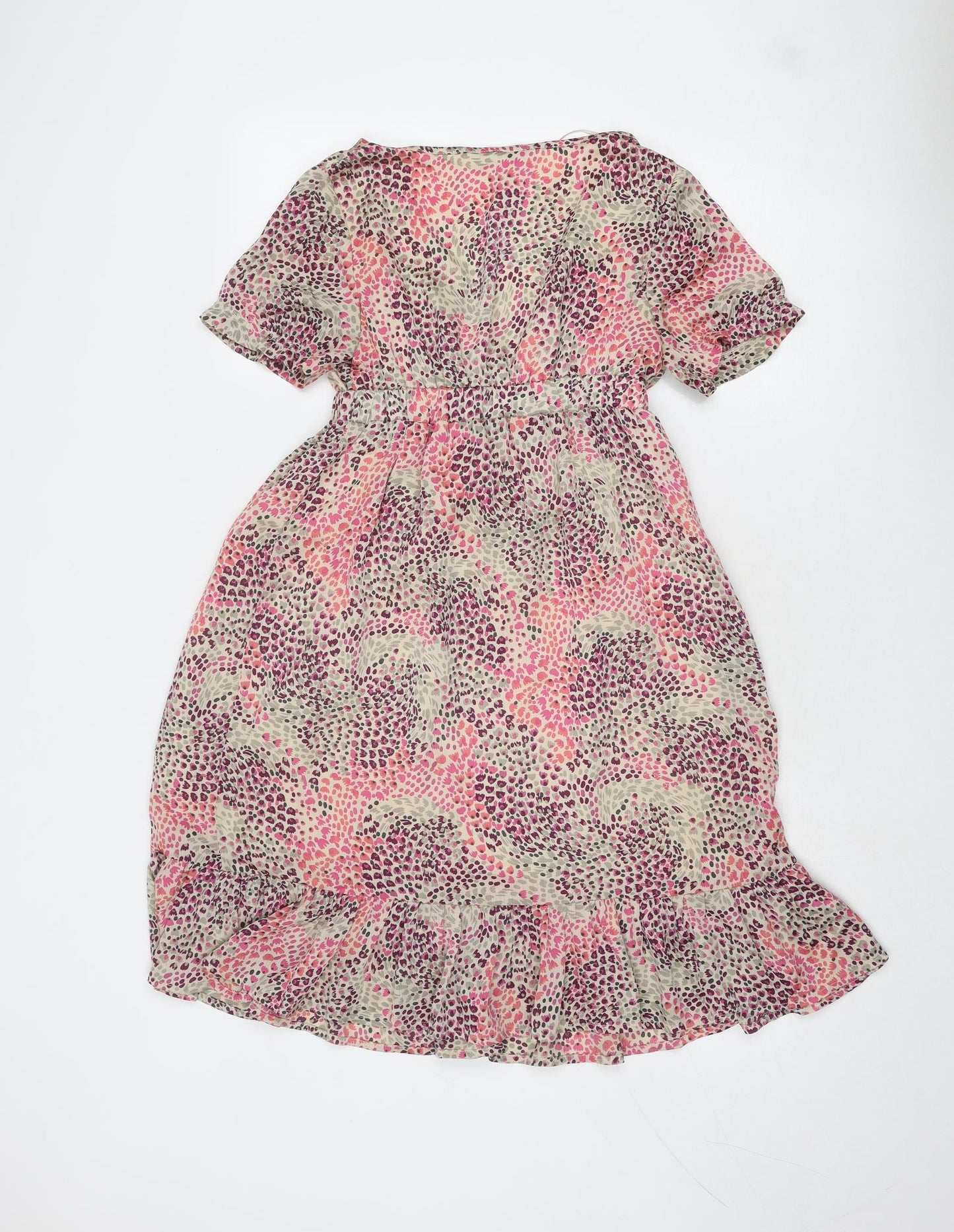 H&M Womens Multicoloured Geometric Polyester Trapeze & Swing Size 6 V-Neck Pullover