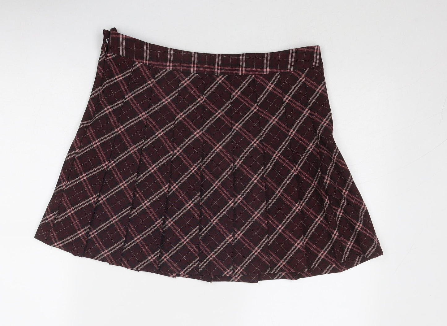 Red Herring Womens Purple Plaid Polyester Pleated Skirt Size 14 Zip
