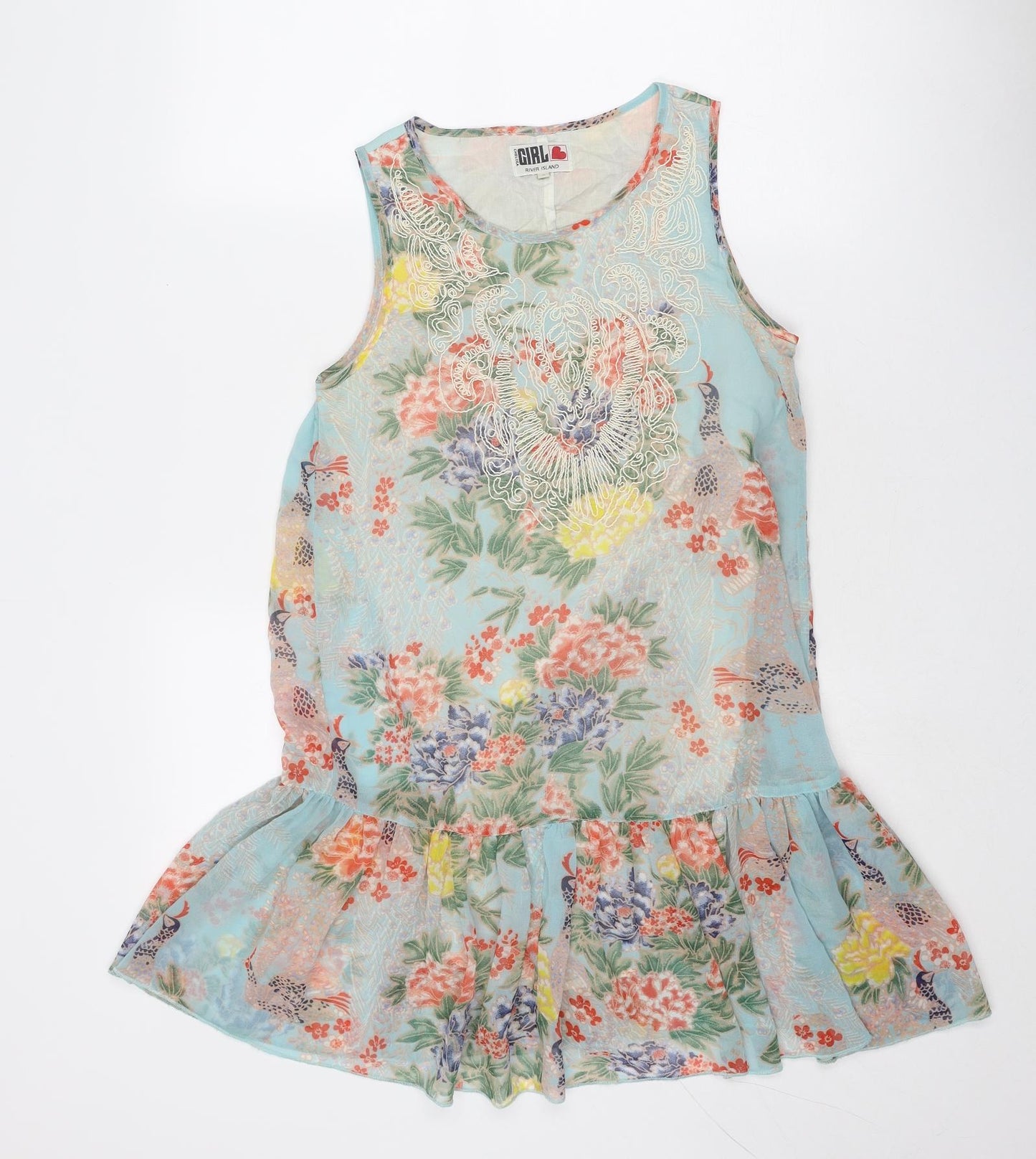 River Island Womens Multicoloured Floral Polyester Fit & Flare Size 8 Round Neck Pullover