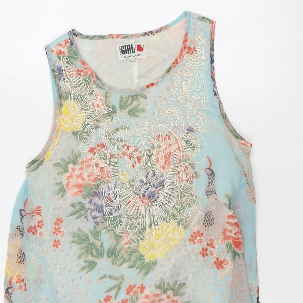River Island Womens Multicoloured Floral Polyester Fit & Flare Size 8 Round Neck Pullover