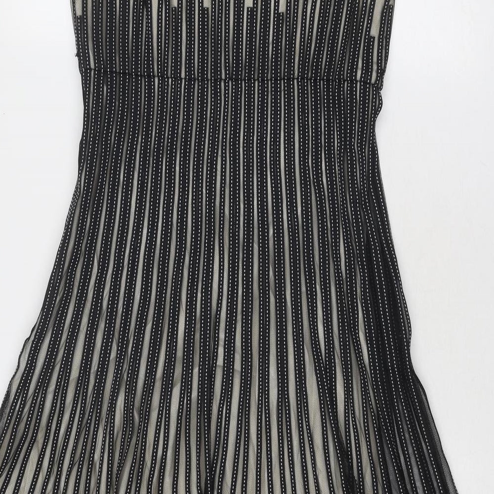 Coast Womens Black Geometric Polyester Ball Gown Size 12 Round Neck Zip
