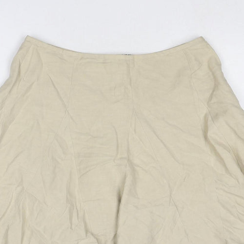 GEORGES RECH Womens Beige Linen Swing Skirt Size 10 Zip