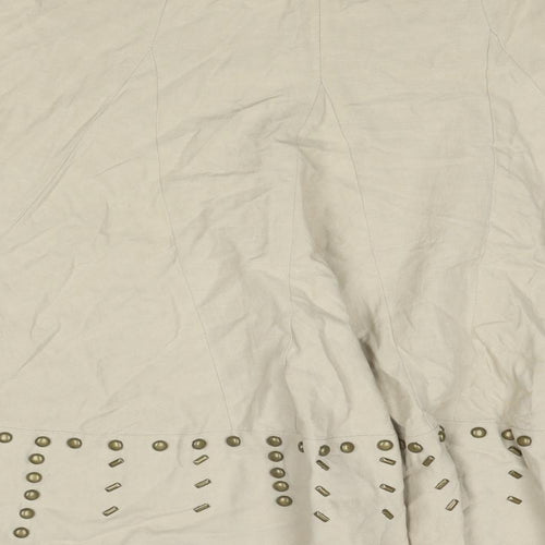 GEORGES RECH Womens Beige Linen Swing Skirt Size 10 Zip