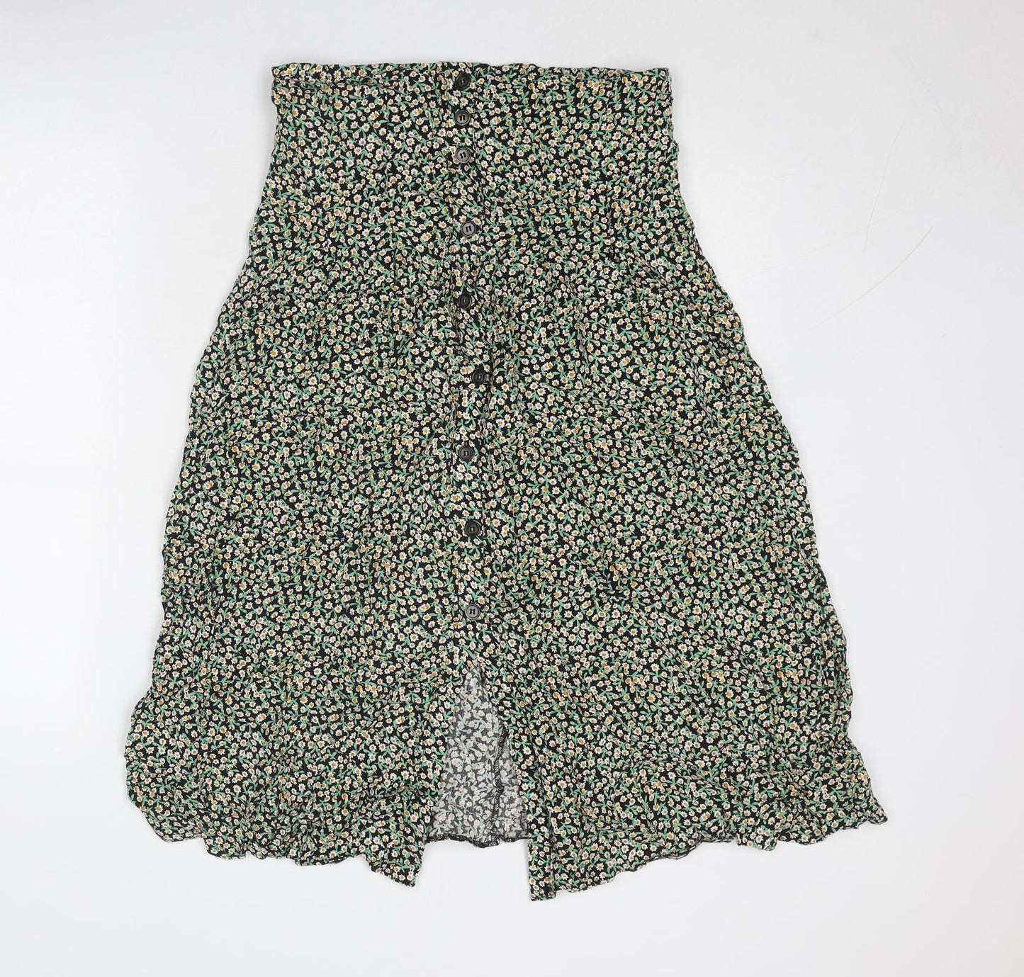 ASOS Womens Multicoloured Floral Viscose Peasant Skirt Size 12 Button