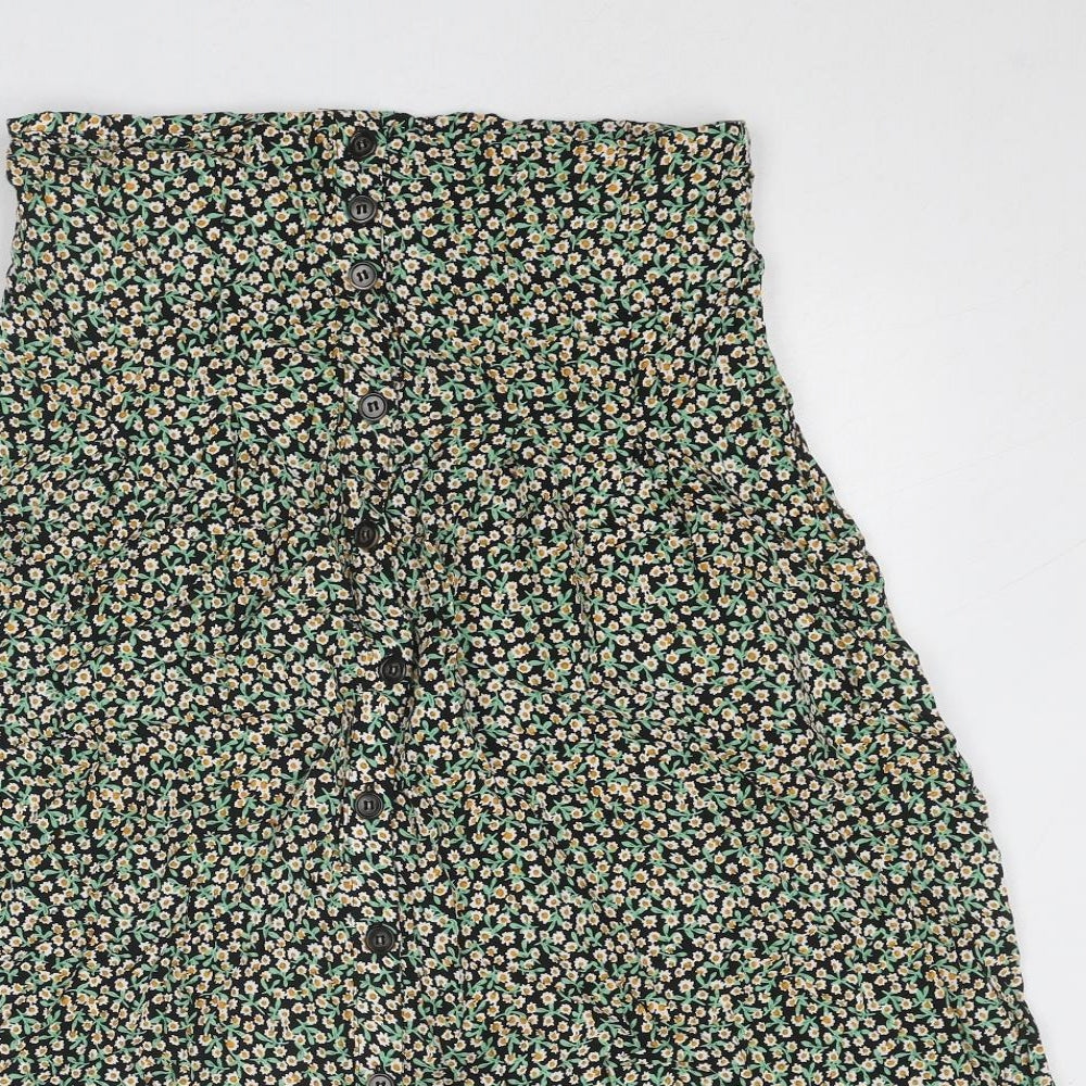 ASOS Womens Multicoloured Floral Viscose Peasant Skirt Size 12 Button