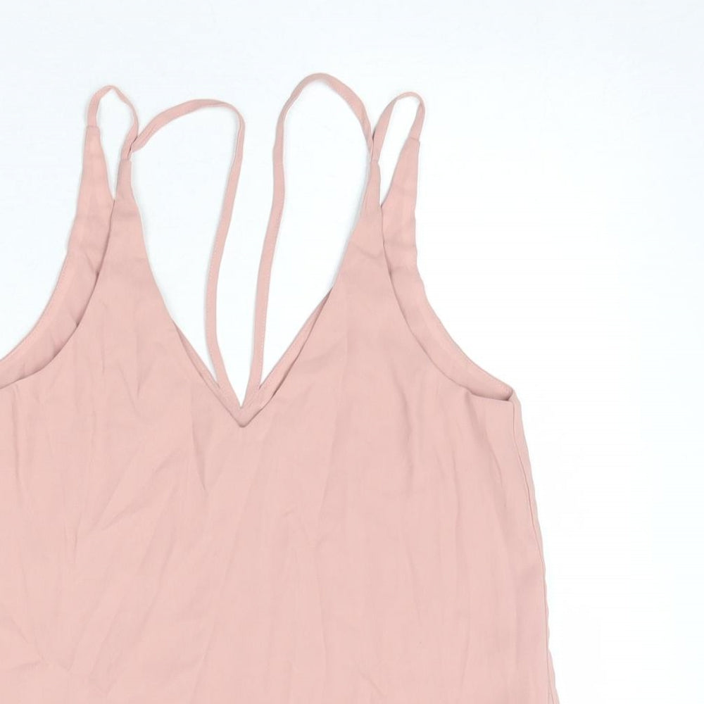 Topshop Womens Pink Polyester Camisole Tank Size 8 V-Neck