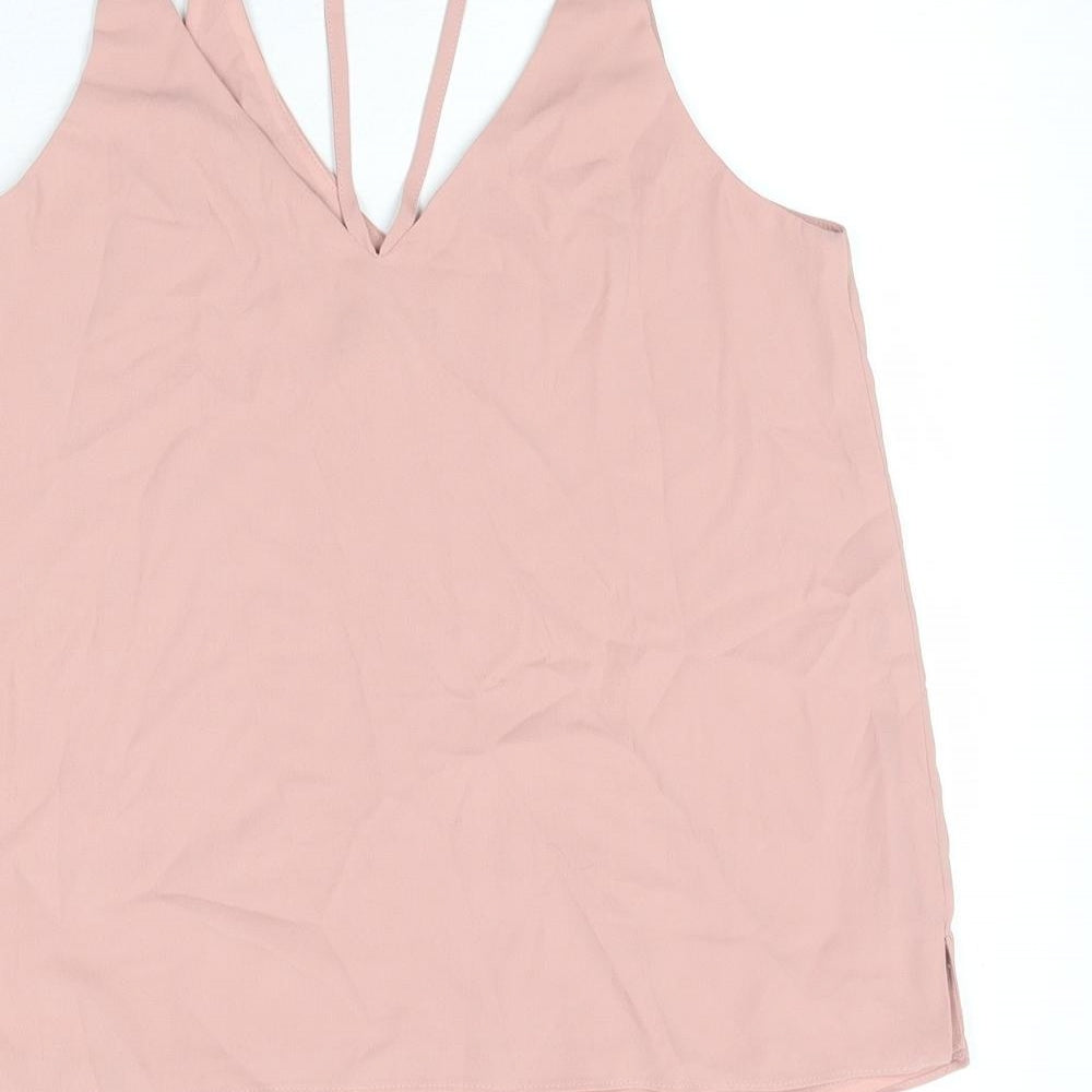 Topshop Womens Pink Polyester Camisole Tank Size 8 V-Neck
