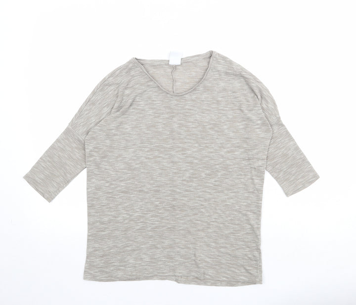 VERO MODA Womens Beige Polyester Basic T-Shirt Size S Scoop Neck
