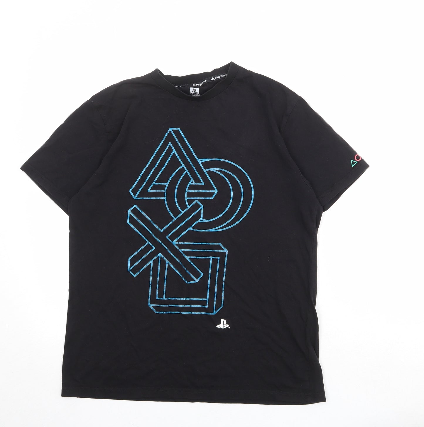 PlayStation Mens Black Cotton T-Shirt Size M Round Neck