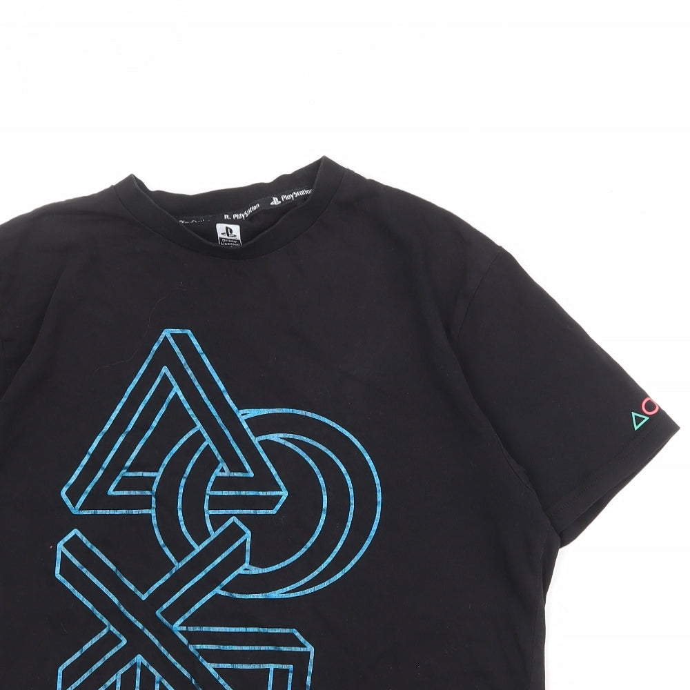 PlayStation Mens Black Cotton T-Shirt Size M Round Neck